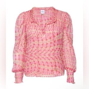 MISA Los Angeles NWT Size XS Pink and Yellow Geometric Blouse $265